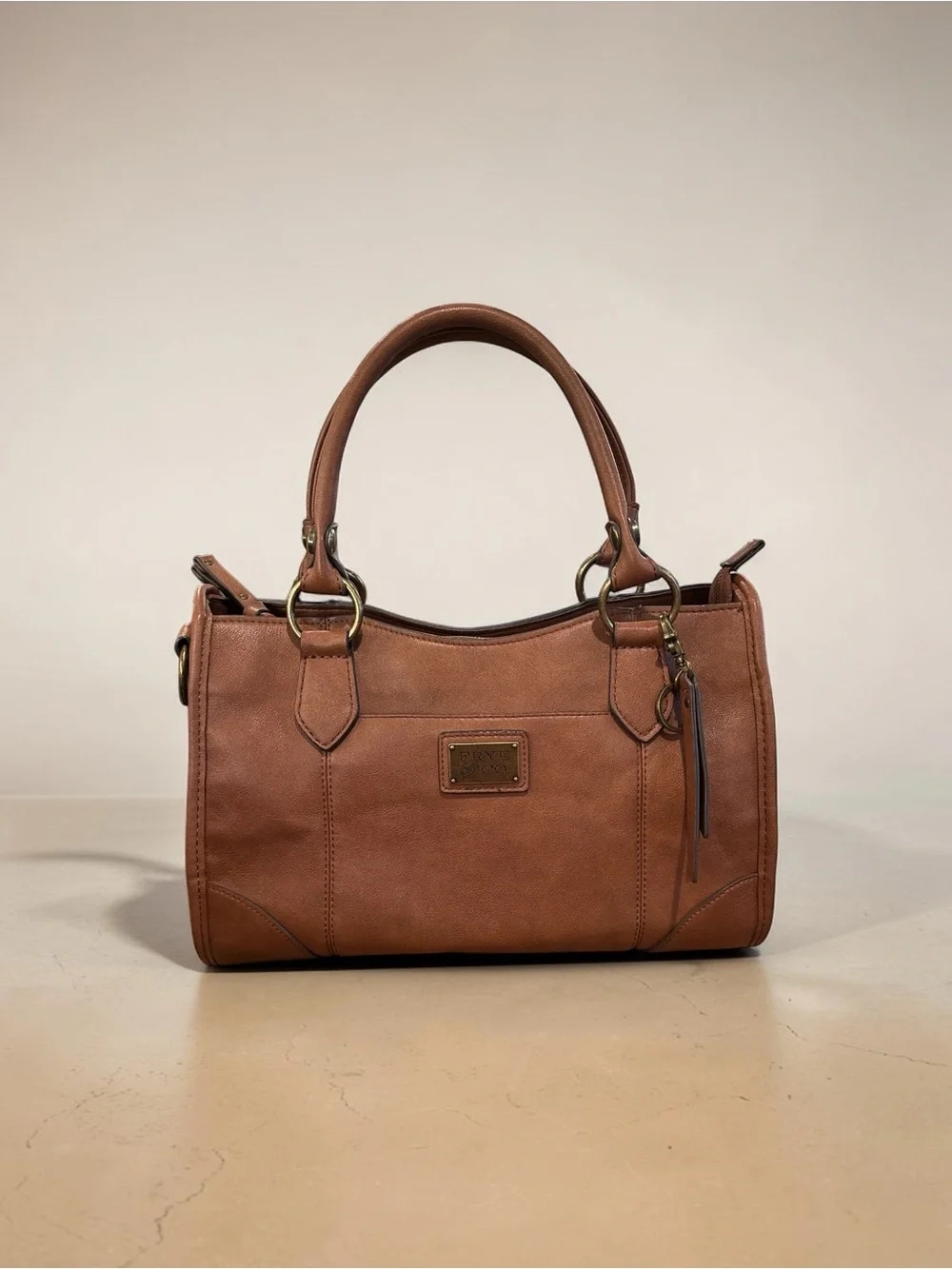 FRYE AND CO. Faux Leather Satchel in Cognac
